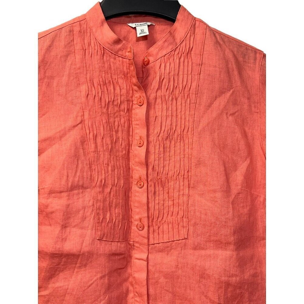 L. L. Bean 100% Linen Button Front Tunic Top Plea… - image 3